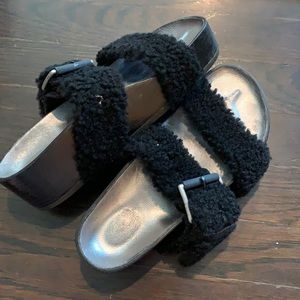 Rag and Bone Platform Fuzzy Slides